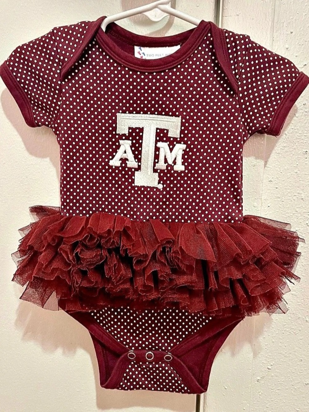 Two Feet Ahead Texas A&M Aggies Polka Dot Tutu Bodysuit Baby 6M
